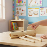 Bi-Tonal Wood Block Resonant Sound Contrasting Tones Tone Block Hardwood Wooden Musical Toy for Beginners, Kindergarten, Classroom, Music Class