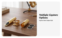 Gold-Colored Saxophone Mouthpiece Polished Shiny Finish Saxophone Ligature Clamp Tightening Screws Sax Mouthpiece Cap