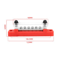 Transparent 6-Way Bus Bar with Cover Clear Busbar Slimline Bus Bar with Cover Easy to Install for DIYers, Electricians, RV, Boat, Automotive