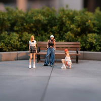 3 Pieces 1/64 Scale Figure Set Detailed Clothing Painted Figure Trio Set
