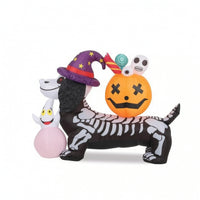 Outdoor Inflatable Skeleton Dog Freestanding Skeleton Puppy with Pumpkin for Lawn