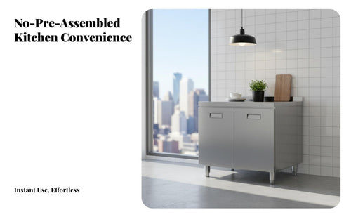 Rustproof Stainless Steel Kitchen Cabinet Rust-Resistant Kitchen Base Cabinet Easy to Clean Freestanding Utility Cupboard Long-Lasting for Small Apartment Dwellers, Homeowners, Families, Home, Pantry, Garage