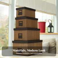 Bamboo Storage Box with Lid Handwoven Bamboo Storage Box Multi-Purpose for Shelf