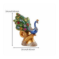 Resin Peacock Statue Metallic Finish Home Decoration Feather Textured for Garden