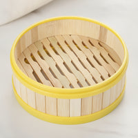 10 Pieces Bamboo Steamer Basket with Lid Natural Dumpling Steamer Sturdy