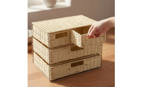 Decorative Woven Drawer Organizer Sturdy Desktop Organizer with Baskets Long-Lasting Chest of Drawers Multi-Functional for Closet Shelves