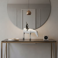 Black and Pale Horse Sculpture Minimalist Abstract Horse Figurine Zinc Alloy Home Decoration for Living Room
