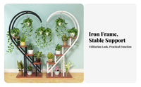 Heart-Shaped Etagere Space-Saving Multi-Tier Planter Rack Easy Assembly