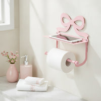 Bathroom Tissue Holder with Phone Shelf Cute Hardware Space-Saving for Bathroom