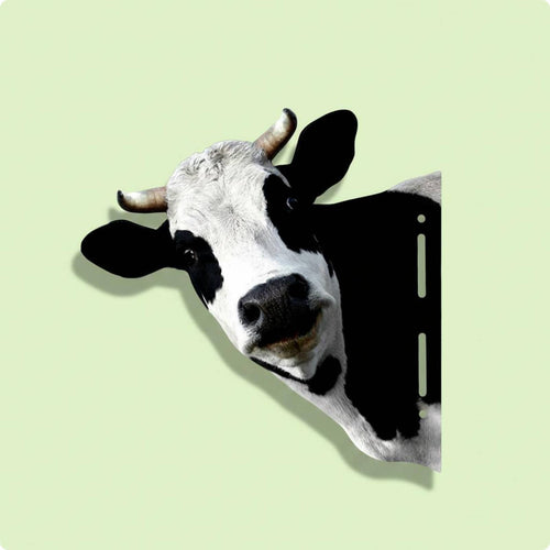 Peeping Cow Yard Stake Iron Outdoor Ornament Easy to Install