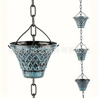 Blue Mesh Rain Chain for Garden Decoration and Rainwater Collection