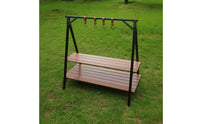 Foldable Rack with Hooks Triangular Outdoor Storage Rack with Shelves Lightweight Furniture for Campers, Backpackers, Patio