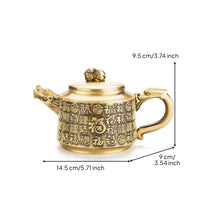 Brass Teapot Ornament Embossed Teapot with Dragon Handle Antique Retro Styled Decor for Collectors, Tabletop Display, Tea Room, Bookshelf