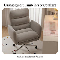 Upholstered Rolling Armchair 360° Swivel Vanity Stool Sturdy Base for Study Room