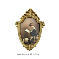 Resin Picture Frame Vintage Oval Picture Frame Gold Toned for Living Room