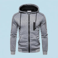 Men's Fleece Sweatshirt with Closure Jacket with Seam Insert Pockets for Casual Wear and Everyday Use, Regular Fit Polyester Hoodie for Young Adults