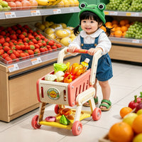 Role-Playing Shopping Cart Toy Easy to Push Toy Shopping Cart Long-Lasting Playset Sturdy for Toddlers, Kids, Playroom