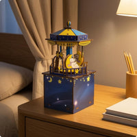 Wooden Puzzle musical box Layered DIY Wooden Puzzle Ornament Compact Mechanical Model Kit for