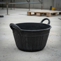 Black Rubber Bucket Open Top Woven-Texture Bucket Nestable Utility Container for Construction Tasks