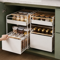 Kitchen Organizer 40cm Deep, Powder-Coated Drawer Unit, Extendable Cabinet Basket, Under-Sink Storage Rack