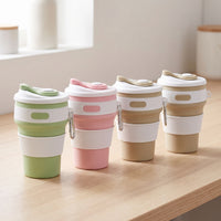 Collapsible Silicone Travel Cup with Carabiner - Portable and Reusable