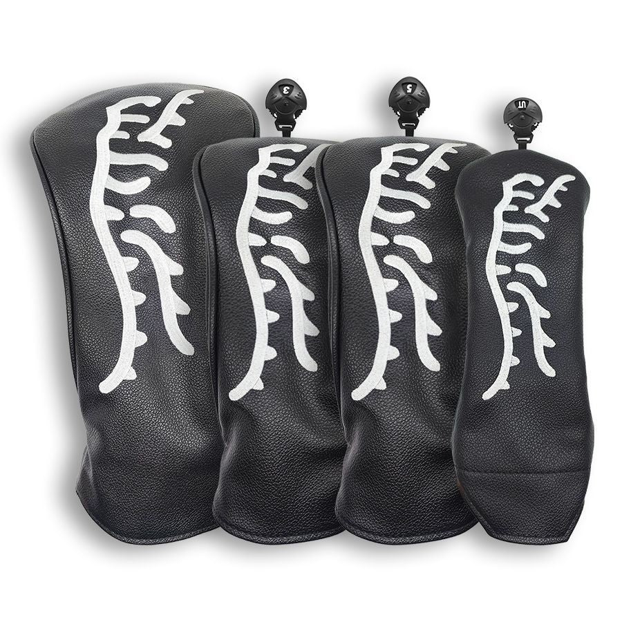 Black Line Tiger Golf Headcovers for Driver, Fairway Wood, and Putter
