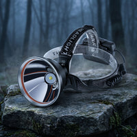 Handsunrestricted Rechargeable Headlamp Pivoting Headlamp with Battery Display Elastic Lamp Portable for Campers, Camping, Night Fishing