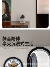 怀旧轻奢复古可旋转动态齿轮圆形挂钟家用墙面装饰钟表机械工艺品