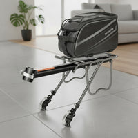 Aluminum Alloy Rear Bike Rack with Bag Round Bike Cargo Rack with Bag Sturdy Rear Cargo Carrier Heavy Duty for Commuting