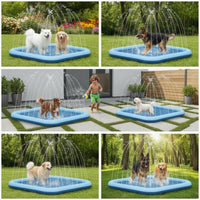 Splash Pad with Sprinkler Easy-Topet Cleaning Splash Pad Water Play Mat with Sprinkler Outdoor Safe for Pets, Backyard, Lawn