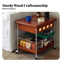 2-Tier Rolling Side Table Foldable Design 2-Tier Folding Trolley With casters