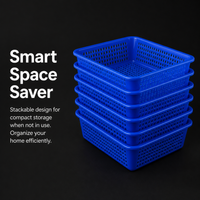 Rectangular Pantry Organiser, Reinforced Storage Baskets for Fruit & Vegetables, Draining Multi-Purpose Storage Bins 39.5x30.5x12cm