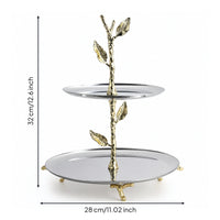 Fruit Tray with Leaf Accents Decorative Two-Tier Space-Saving Two-Tier Tray for Tabletop