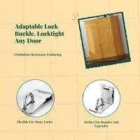 Stainless Steel Door Latch, 90-Degree Right Angle No-Drill Lock, Security Bolt for Interior & Exterior Doors, Household Security