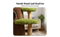 Sisal Scratching Post Multi-Level Feline Tree Allallall-All-Integrated Tree-Shaped Feline Structure Cozy Condos Pet Furniture Soft Fabric Perches for Felines, Kittens, Apartments, Indoors, Living Room, Home