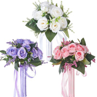Bridal Bouquet for Wedding - Silk Rose Hand Bouquet for Engagement and Photo Shoots
