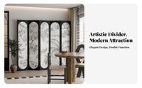 Foldable Design Multi-Panel Folding Screen Vintage Design Room Divider Bamboo Print Portable Partition Mobile for Guesthouse Owners, Interior Decorators, Office Workers, Bedroom, Studio Apartment, Restaurant