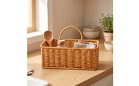 Wall Hanging Basket Wicker-Style Wall Basket with Handle Open-Top for Entryway