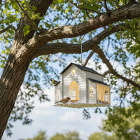 Shaped Solar Bird Feeder Self-Charging Shaped Bird Feeder Decorative Cross Detail Garden Ornament for Backyard