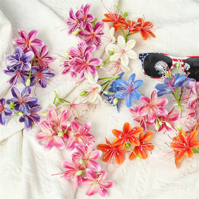 Mini 3-Head Lily Flower Heads DIY Hair Accessory Material for Photography and Floral Arrangement (100 pcs)