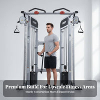 Multi-Station Gym Commercial Grade Double Adjustable Pulley Machine Heavy-Duty Construction Double Pulley Workout Station for Fitness Enthusiasts