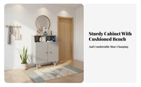 Solid Wood Shoe Cabinet with Bench Large Capacity Wooden Shoe Cabinet Space-Saving Design Sturdy Legs for Apartment Dwellers, Families, Homeowners, Foyer, Hallway, Mudroom, Closet