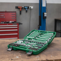 Auto Repair Tool Kit with Carry Case 72-Tooth Mechanics Tool Set with Case Bent-Handle Ratchet and Socket Set for Garage, Roadside Emergency, Workshop