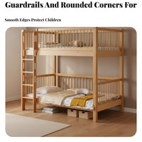 Solid Wood Bunk Bed Guardrail Wooden Bunk Bed Sturdy Construction Bedroom Furniture for Teenagers, Guests, Small Room, Dormitory, Apartment