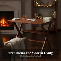 Stable Construction Installation-No-Assembly Student Desk Sturdy Cross-Frame Folding Writing Desk Versatile Uses Space Saving Foldable Table Rounded Corners for Students, Small Areas, Bedroom, Dorm Room, Home Office