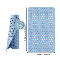 Non-slip TPE shower mat drains fast.
