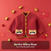 Children's Coat, Cartoon Pattern, Winter Thick Jacket, Chinese Style, Unisex, New Year Infant Tang Suit
