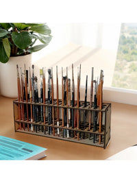 Detachable Wooden Brush Holder for 67 Brushes, Wall-Mounted