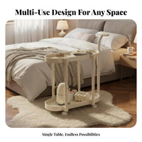 curved-endd End Table Space-Saving Nightstand Multi-Functional for Adults, Students