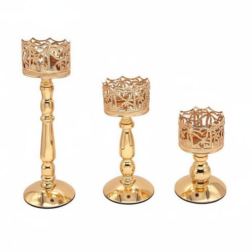 3 Pieces Wrought Iron Candle Holder Modern Design Decorative Candle Holder Set Elegant Style Home Decoration for Party Decor